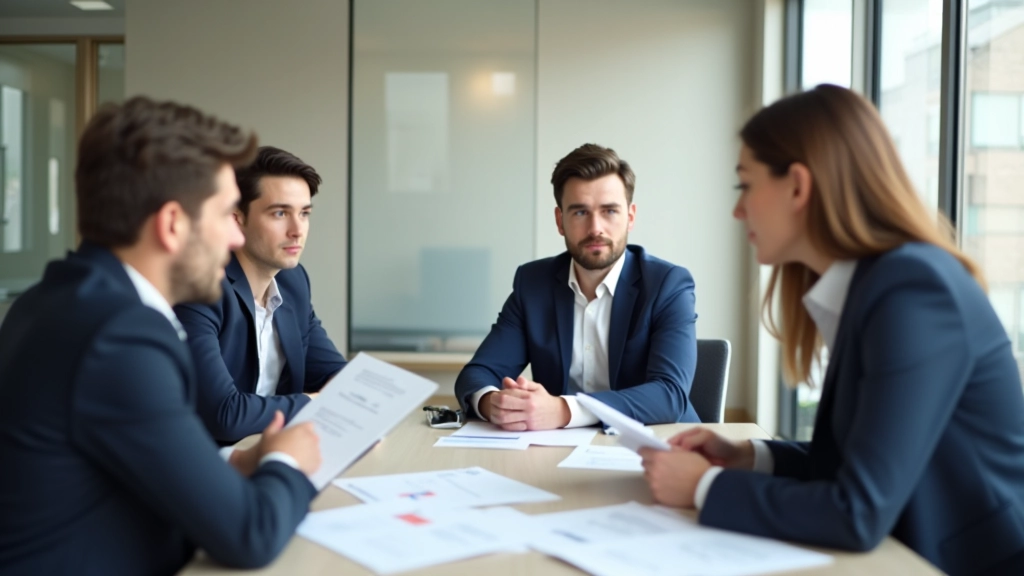 Tým pojišťovacích konzultantů v pracovní diskusi